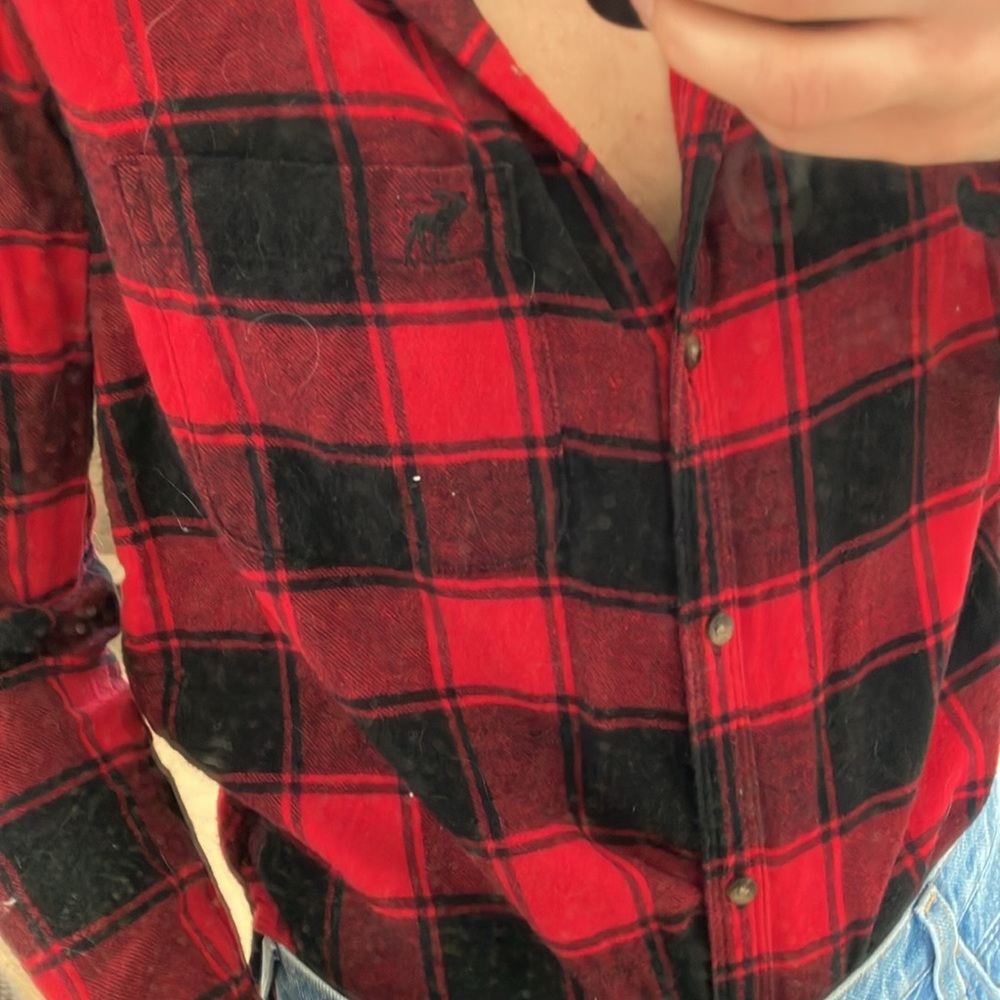 Abercrombie And Fitch Black And Red Button Down F… - image 3